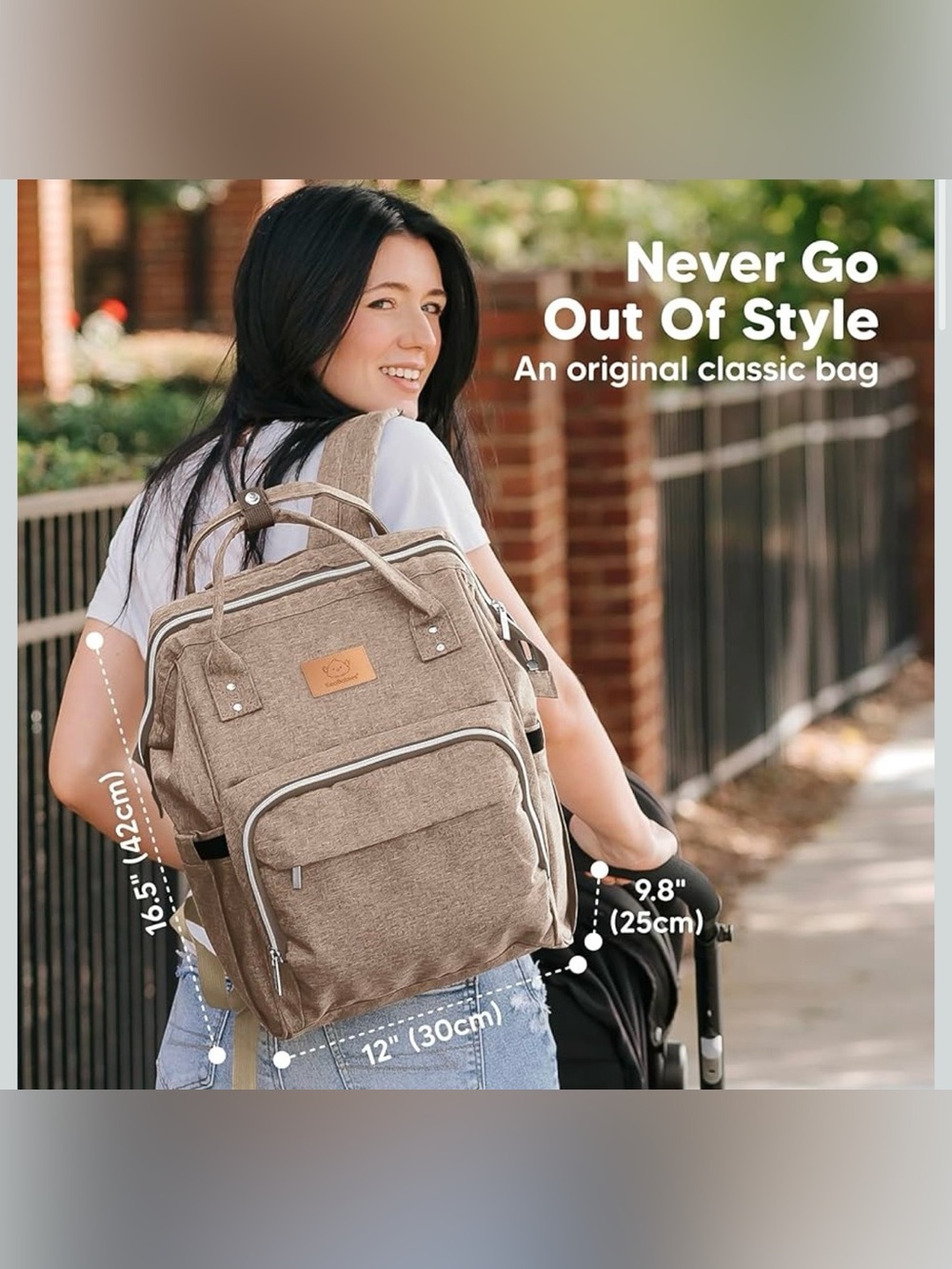 KeaBabies Baby Diaper Bag Backpack Waterproof With Changing Pad Coffee Brown NWT - Picture 8 of 8